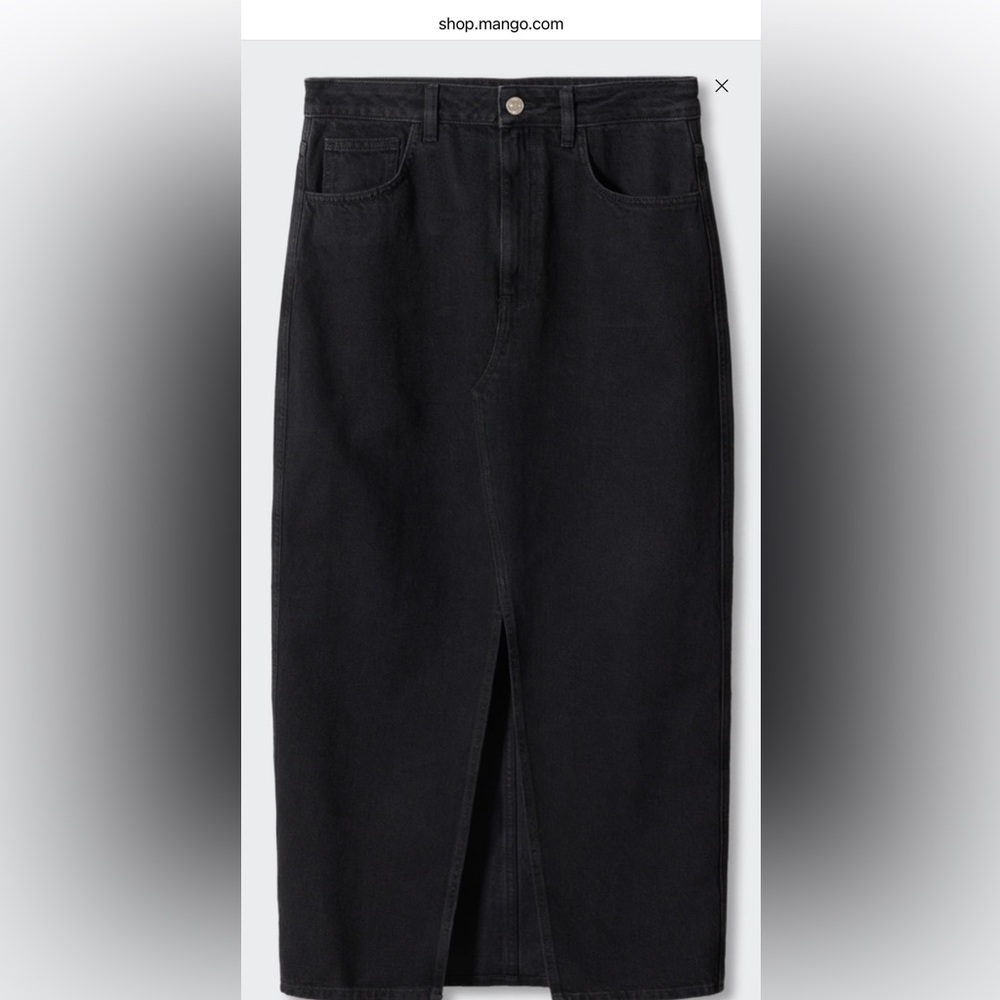 MNG Mango Black Slit Denim Skirt